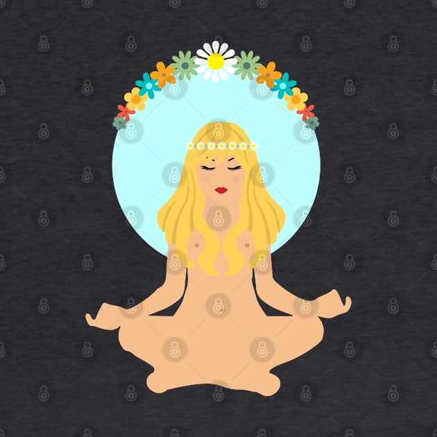 Boho Hippie Girl Meditating by HotHibiscus